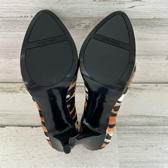 NINE WEST Rocha Tiger Stripe Cowhide Leather Platform NEW Heels 9 - Picture 9 of 10